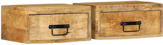 Κομοδίνα από Μασίφ Ξύλο Καφέ 2τμχ 40x30x19cm