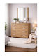 Floor-Standing Makeup Dressing Table Wooden Walnut with Mirror 100x39x71cm