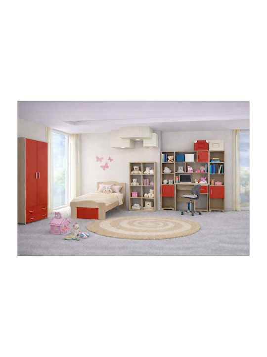 Kids Bedroom Set Kyma Red 7 Pieces with Bed for Mattress 90x190cm