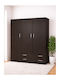 Drei Türen Kinderkleiderschrank Braun 110x50x180cm
