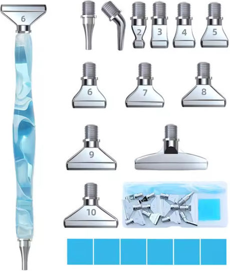 Olympus Diamond Painting Premium Resin Pen 10+ Replacement Metal Tips Blue Case