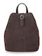 Recycled Backpack Δερμάτινη Γυναικεία Τσάντα Πλάτης Καφέ