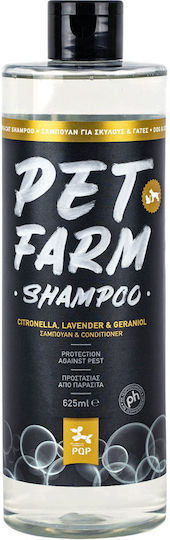 Pqp Pet Farm Shampoo & Conditioner Citronella Lavender & Geraniol Oils Parasite Protection Dogs & Cats 625ml