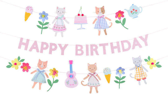 Partydekorationen Papier Girlande Kindergeburtstag Kitten Club-happy Birthday