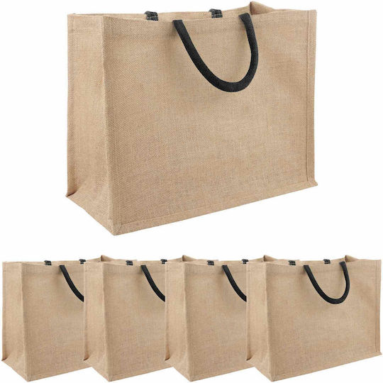 Vidaxl Чанти Юта 5 Бр Натурален Черен 42 X 33 X 19 См