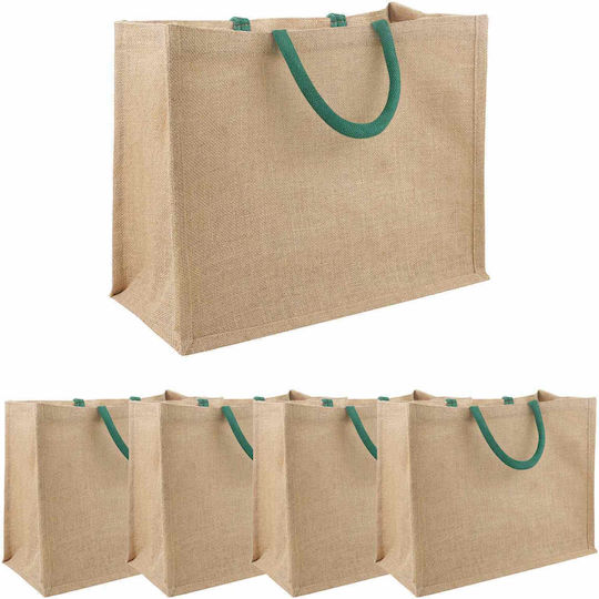 Vidaxl Jutebeutel 5 Stück Natürliche Grüne 42 X 33 X 19 cm