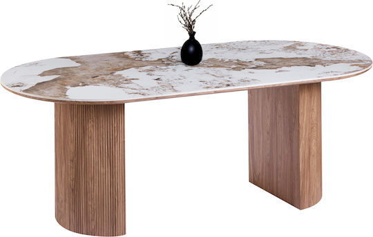 Marblex Masă Ovală Pentru Sala De Mese Cu Suprafață Ceramică Pandora 210x100x77cm
