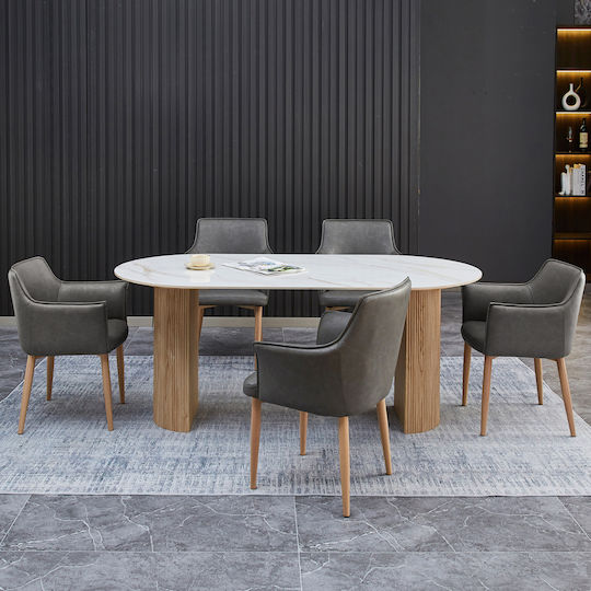 Mellow Dining Room Set with 6 Chairs 180x90cm