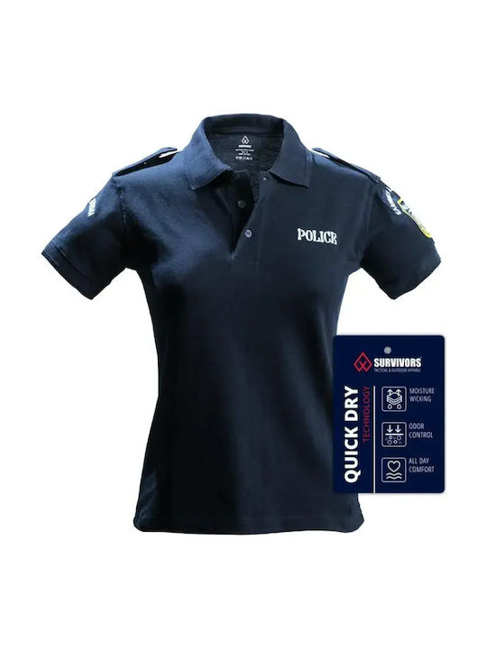 Survivors Γυναικείο Polo Quick Dry Αστυνομίας Κέντημα Μπλε Μέγεθος Large