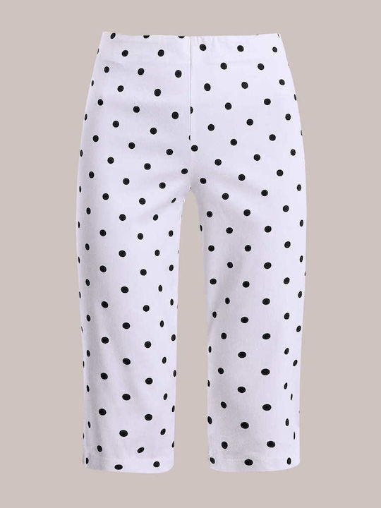 Celestino Women's Capri Trousers Polka Dot Slim Fit Ecru
