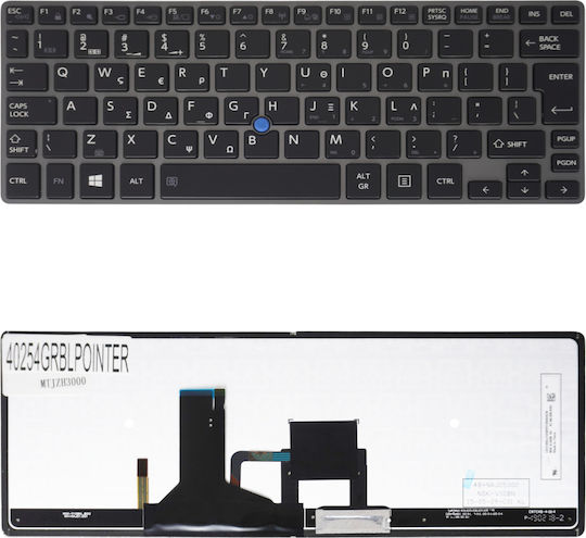Greek Laptop Keyboard Toshiba Portege Z30 Z30-a Z30-b Z30-b1320 Z30-c Z30t Z30t-a Z30t-b Z30t-c Z30t-z 4b.naj05.001 9z.najbn.001 Gr Pointer Backlit Black Grey Frame Code 40254grblpointer