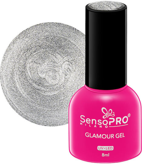 Ojă Pentru Unghii Cu Gel Glamour Sensopro Milano 8ml Argintiu Sclipici 56
