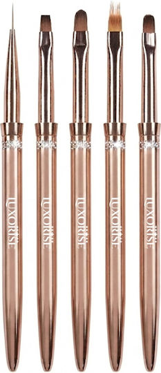 Luxorise Rose Gold Nail Art Nail Construction Manicure Brush Set 5