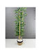 Stewehome Decorative Wicker Bamboo Tree Artificial Leaves Wicker Sea Grass Black Cotton Pot 3 Trunks Black 16x12x81 Cm