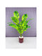 Stewehome Artificial Plant Leaves Wood Potted Plant Banana Striped Brown 12x13 Cm