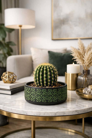 Stewehome Decorative Cactus Concrete Bonsai Succulents Green 15x5x5 Cm