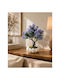 Stewehome Decorative Artificial Purple Bonsai Chrysanthemum White Glossy Pot Purple
