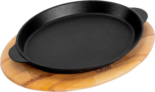 Диск Fajita Овален Чугун 24 X 18 Cm Дървена Основa Lava