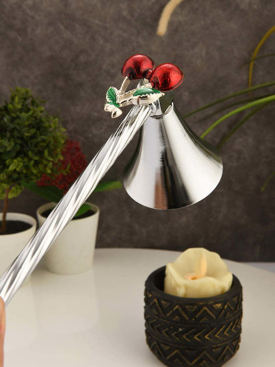 SteweHome Metal Candle Holder In Silver Colour 22x12cm