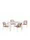 Set de sufragerie pentru exterior 5 buc Alb