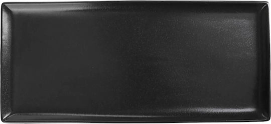 Porland Rectangular Serving Platter Porcelain Black 16x35cm