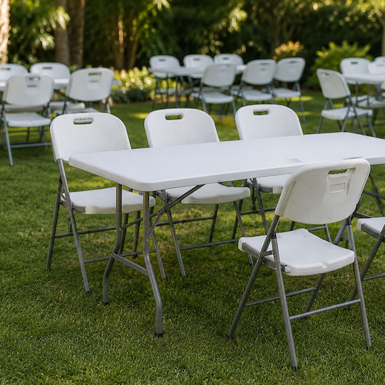 Τραπέζι Catering Πτυσσόμενο 183x75x74 Λευκό Τραπέζι Catering Πτυσσόμενο 183x75x74 Λευκό