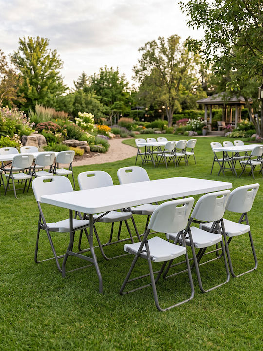 Outdoor Catering Foldable White Table 180x74x74cm