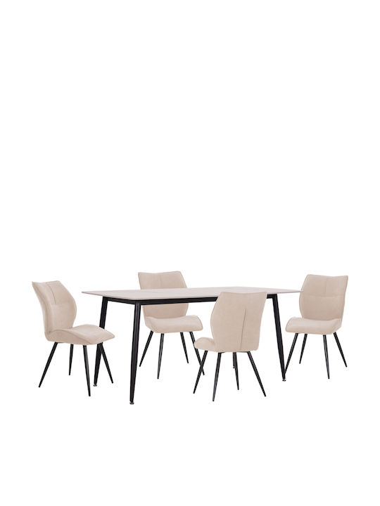 Dining Room Set Gaff with 4 Chairs 160x80cm