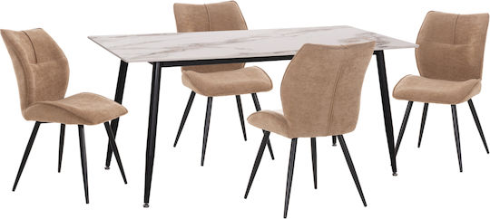 Τραπεζαρία Gaff με 4 Καρέκλες 160x80εκ.