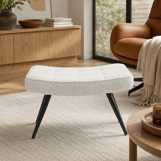 Suport Pentru Picioare Tapițat cu Țesătură Bouclé Ease White 60x40x38 cm
