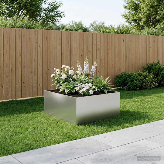vidaXL Metallischer Pflanzgefäß Silber 60x60x40cm
