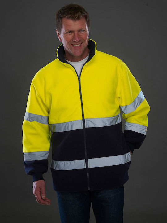 Fluo 2-tone Fleece Jacket Yoko Hvk10b Fluo Yellow Navy