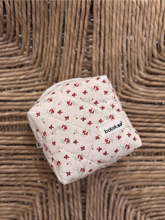 Enpapa Small Makeup Bag Burgundy Ribbon Multicolored 13x13x9 Cm