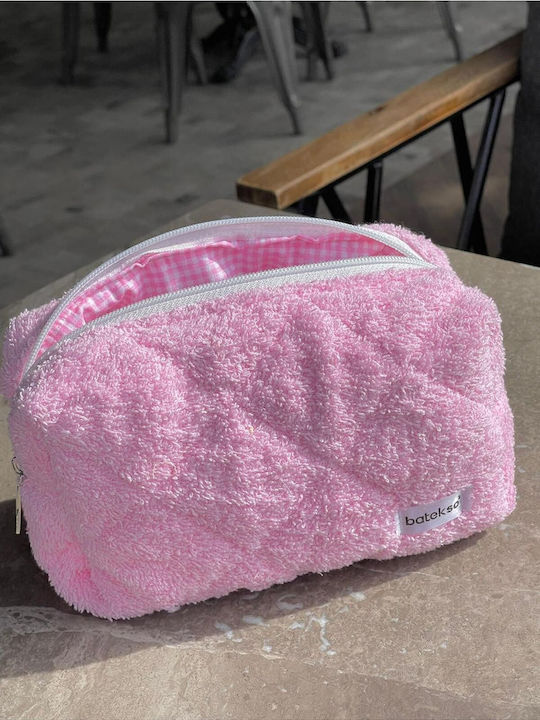 Enpapa Large Makeup Bag Towel Travel Pink 19x18x7.5 Cm