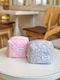 Enpapa Set of 2 Small Makeup Bags Blue Pink Flowers Pink Checkered Pattern Multicolored 13x13x9 Cm