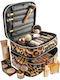 Enpapa Double Layer Large Travel Makeup Bag Functional Cosmetic Organizer Leopard Print