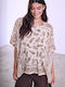 Celestino Women's Blouse Paisley Loose Fit Ecru