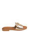 Leather Women's Flat Sandals Gold