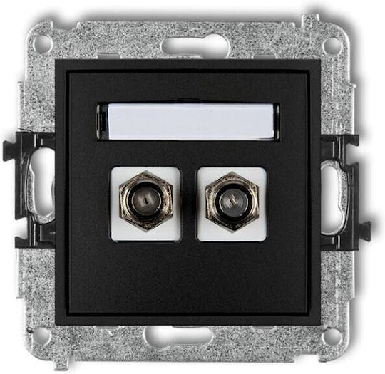 Mini Antenna Jack Dual Type F Sat Nickel Plated Matt Black 12mgf-2