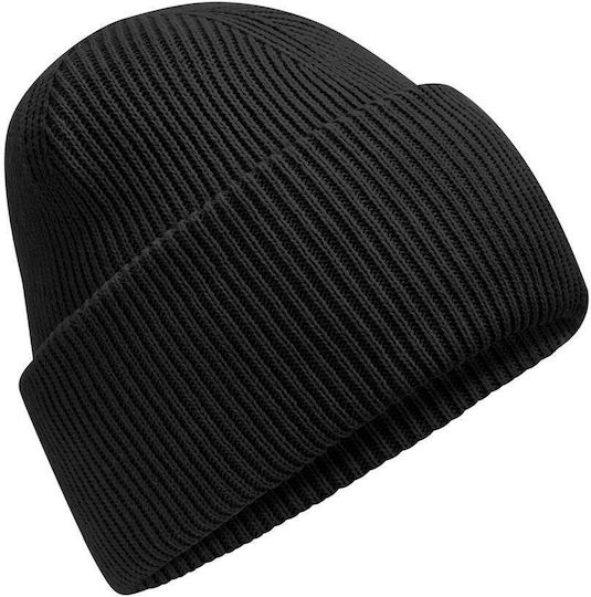 Beanie Unisex Căciulă cu Tricotaj Rib în Culoare Neagră