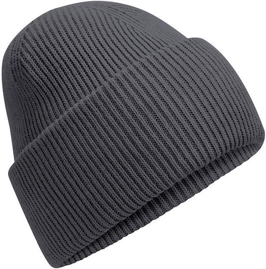Beanie Unisex Σκούφος με Rib Πλέξη σε Γκρι χρώμα