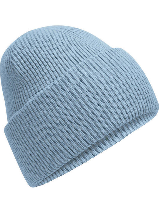Beanie Unisex Beanie with Rib Knitting in Blue Colour