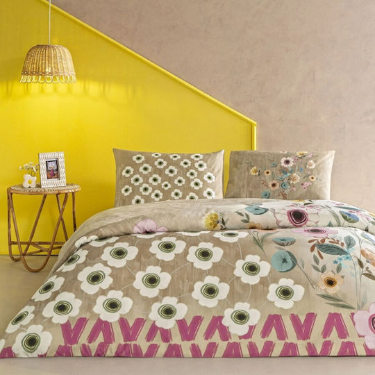 Tac Set Huse Pentru Pilote Dublu 200x220cm Bej Model Floral