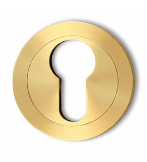 Round Security Rosette Metal Cylinder Holder Matte Gold