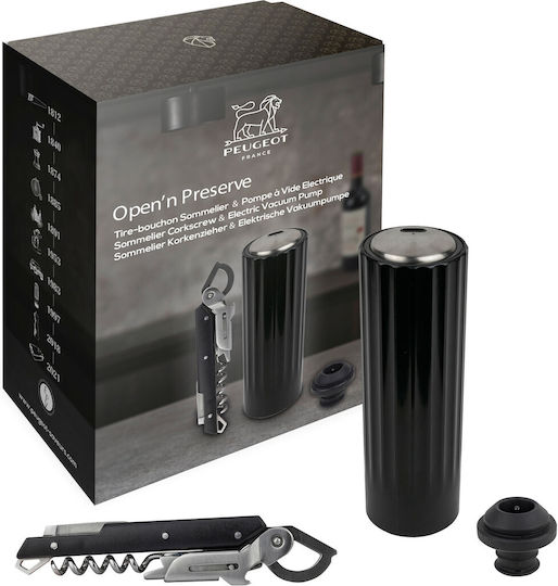 Set "Open'n Preserve" Pompă Electrică de Vid Tirbușon Clavelin Peugeot