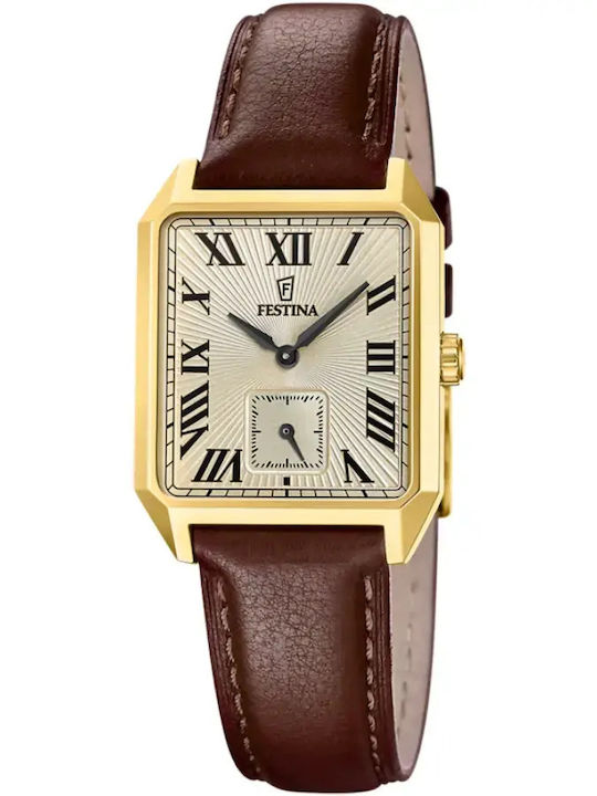Festina Men's Battery Watch with Silver Leather Strap