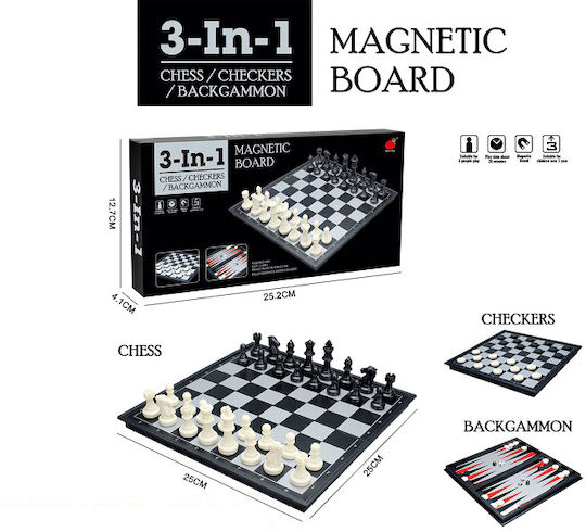 Toyland Backgammon/Șah Magnetic Din Lemn 25x25cm