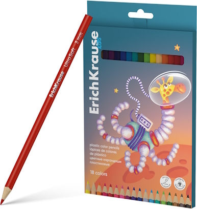 ErichKrause Colored Pencils Kids Space Animals Set 18 Colours