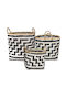 Set of 2 Pieces Decorative Bamboo Baskets Geometric Design 26 32 37cm Z25367 Vt127