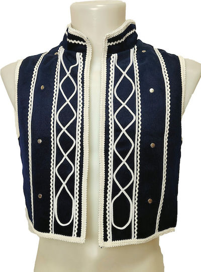 Vestă Tradițională Pentru Bărbați Tsolias Albastră Cu Galon Alb Mark224 Navy White